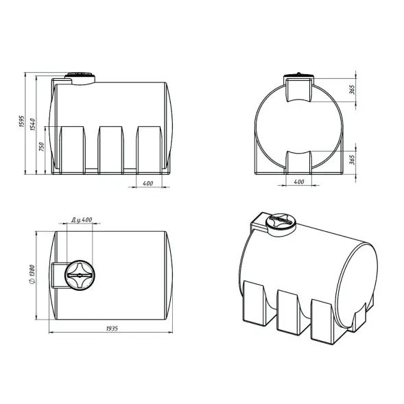 Емкость для хранения жидких минеральных удобрений (КАС, ЖКУ и др) 3000 ЭВГ с откидной крышкой красный