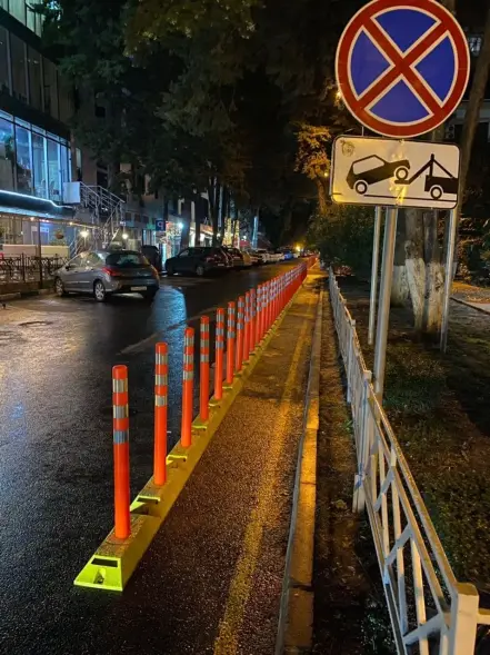 Делиниатор дорожный резиновый ДДР-610 со столбиком сигнальным упругим 650 мм