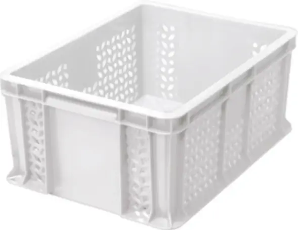 Ящик пластиковый перфорированный, 400×300×180 мм, 16.6 л, белый [702.01.02 м]