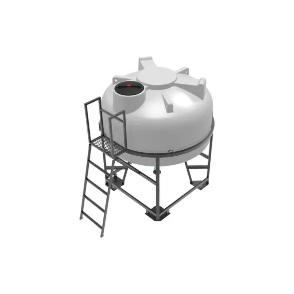 Емкость ЦКТ 3000 л с патрубком 160мм с фланцем белая в обрешетке с лестницей